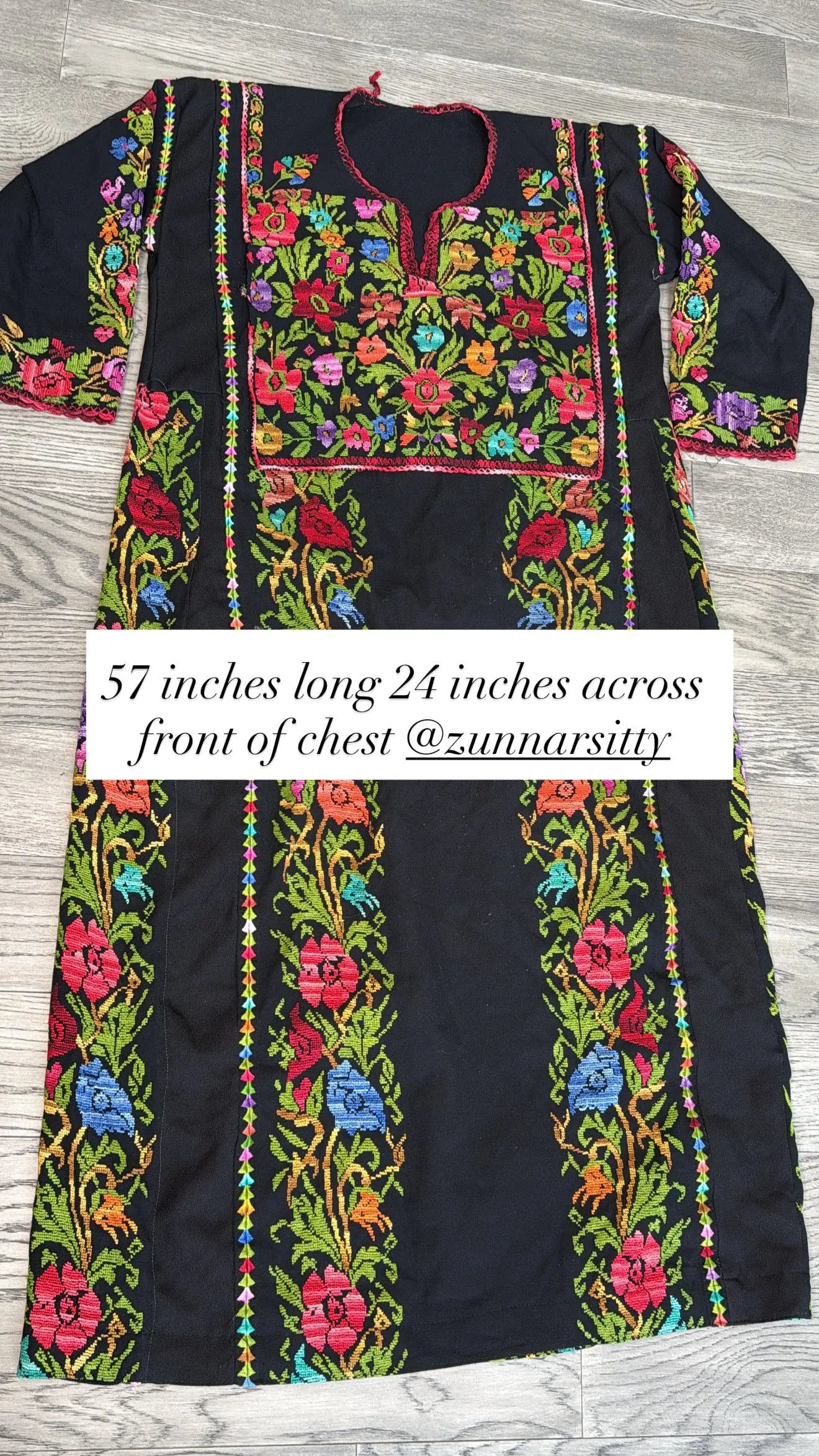Black Floral Thoub Zunnar Sitty