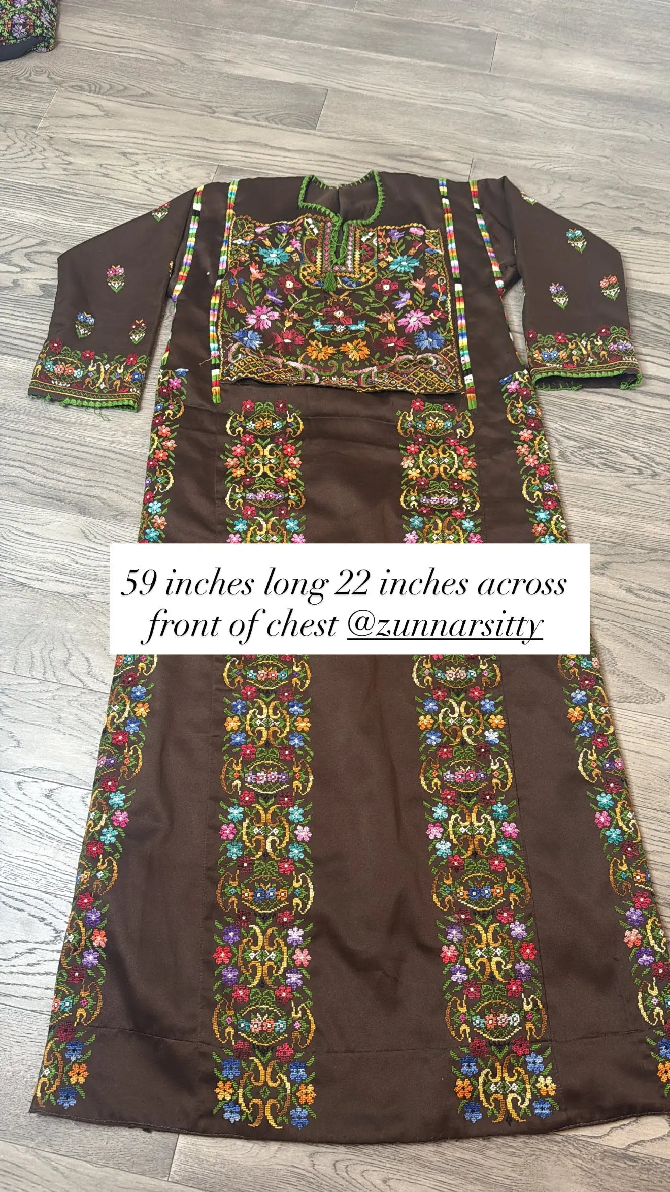 Brown Floral Thoub Zunnar Sitty