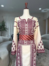 Cream and Burgandy Thoub Zunnar Sitty