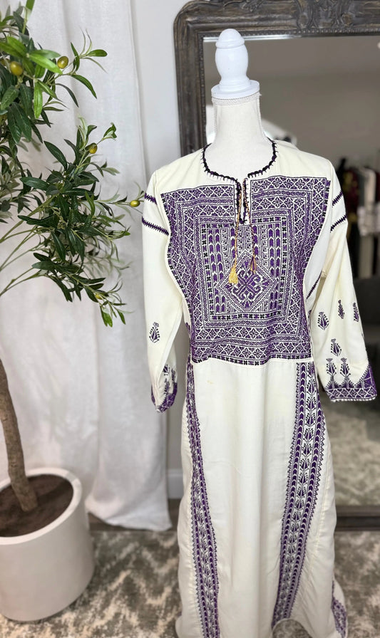 Cream and Purple Thoub Zunnar Sitty