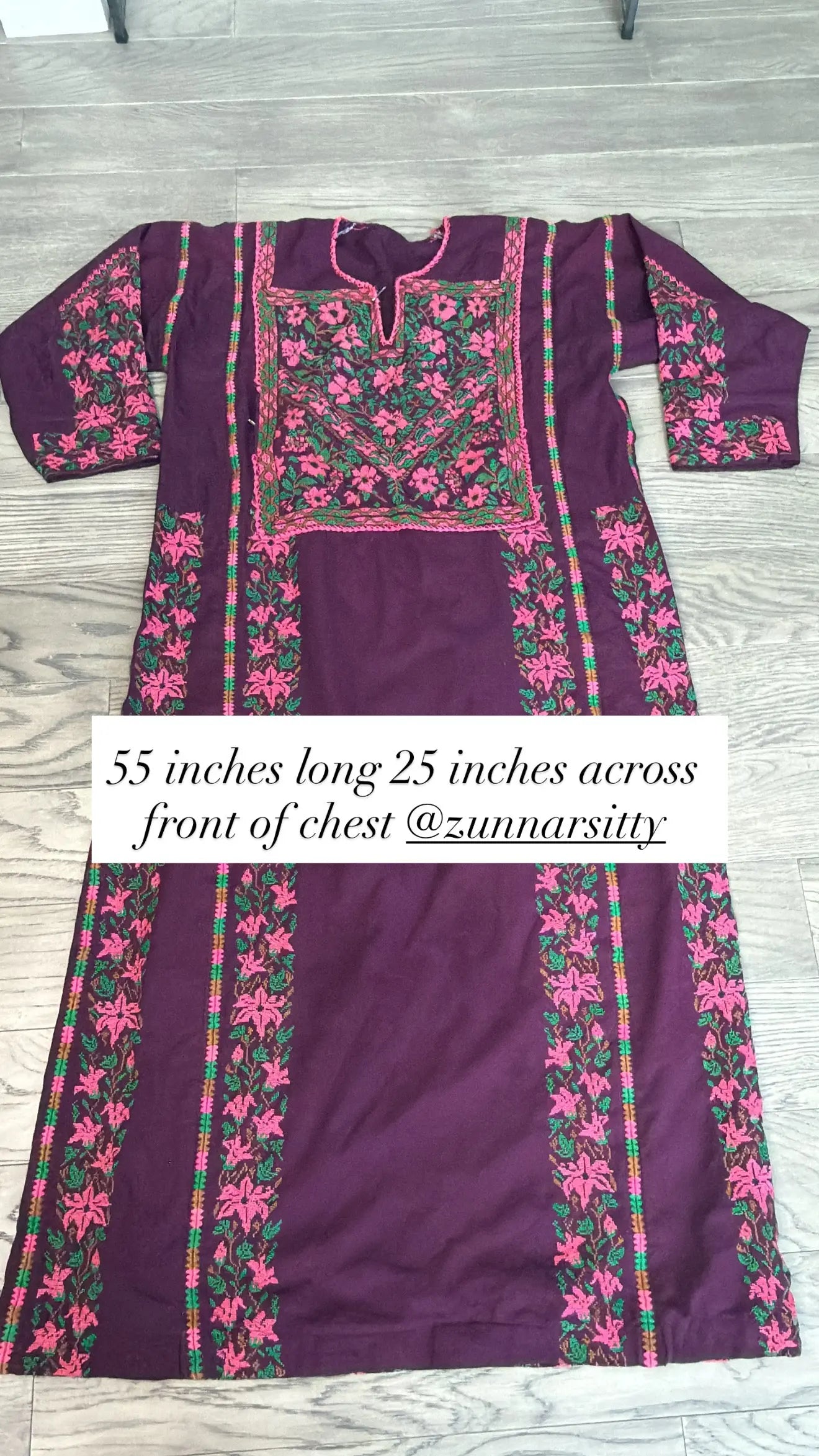 Burgandy Floral Thoub Zunnar Sitty