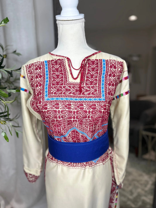 Red And Cream Thoub Zunnar Sitty