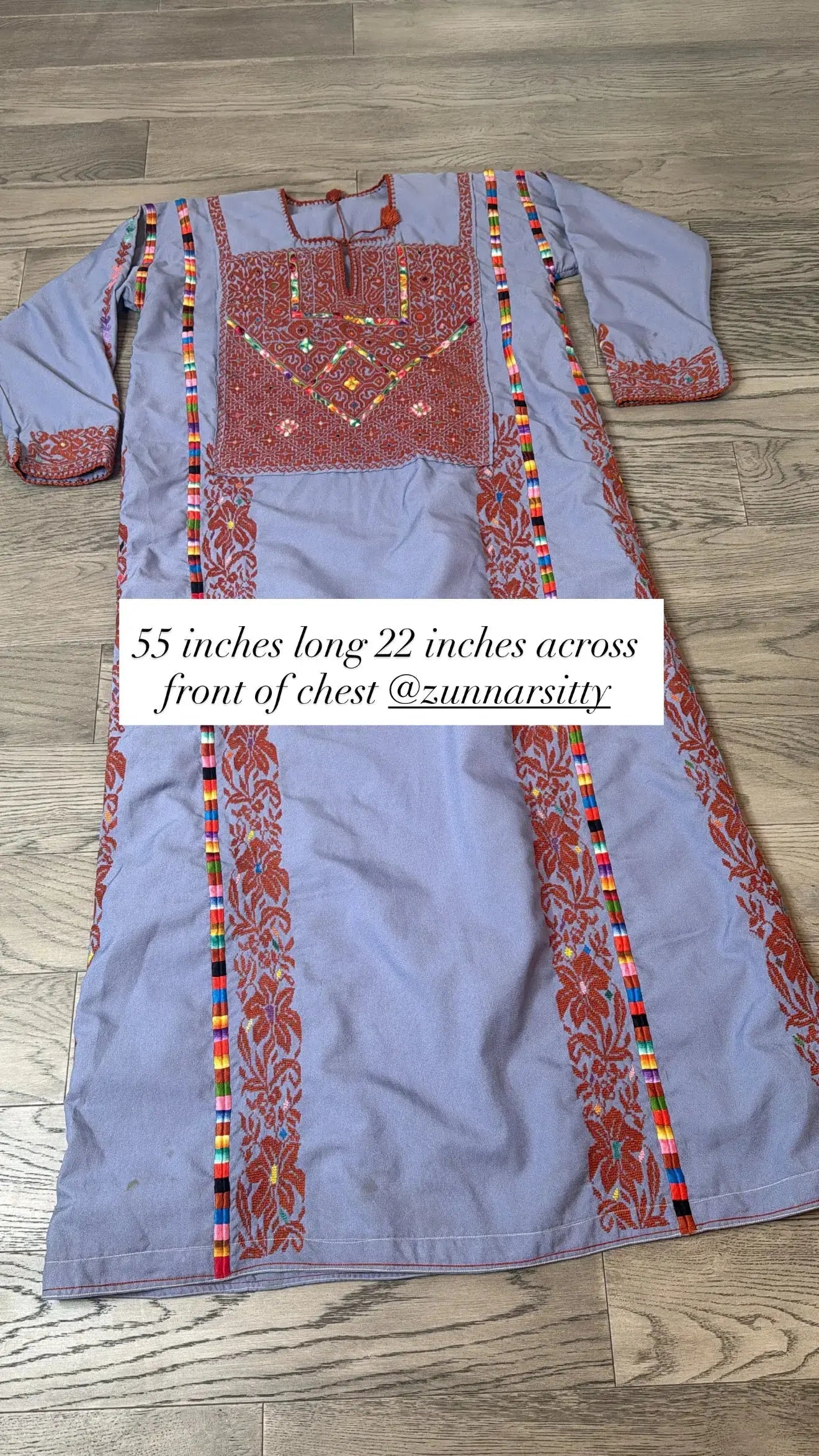 Blue and Red Thoub Zunnar Sitty