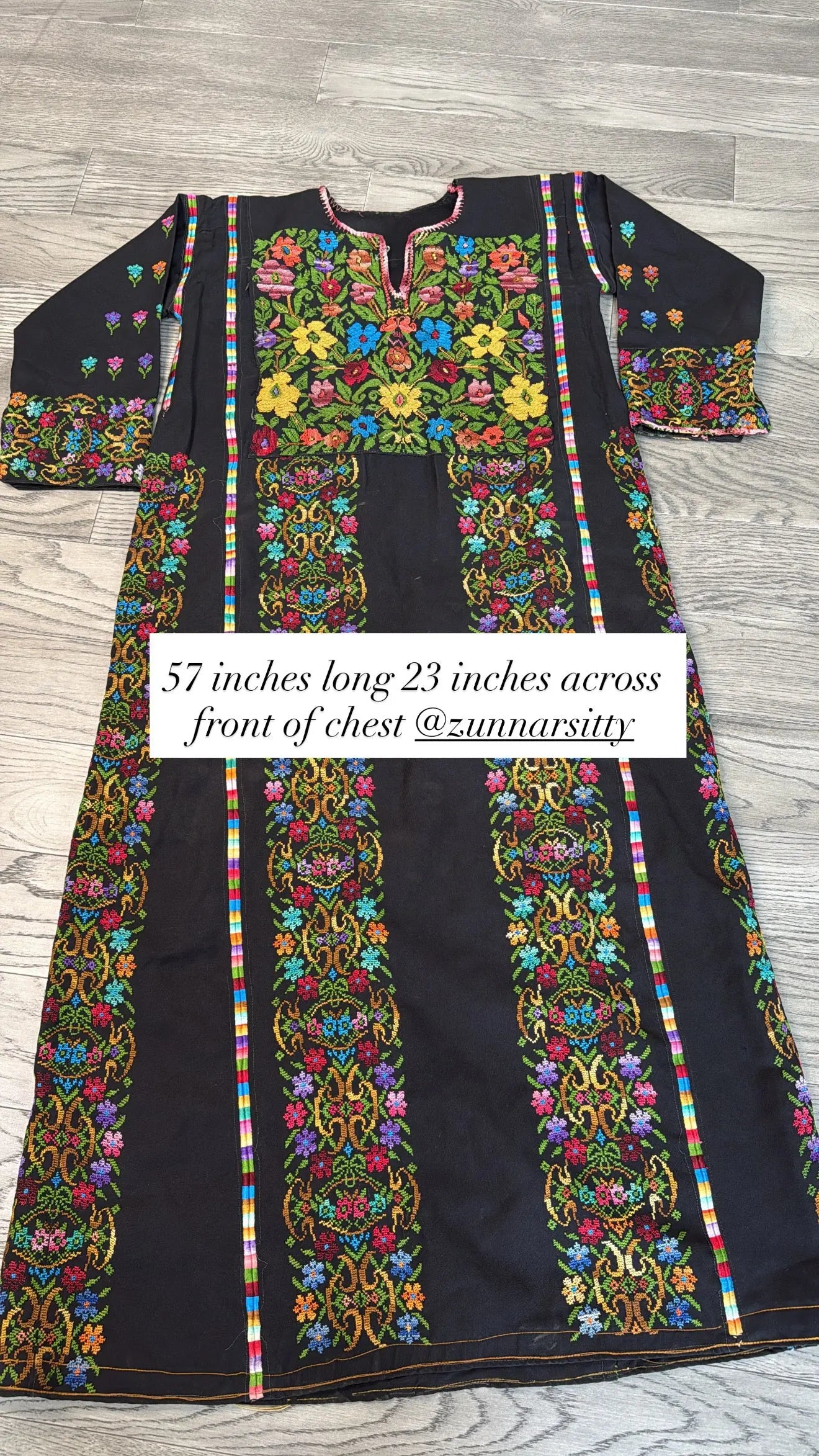 Black Floral Thoub Zunnar Sitty