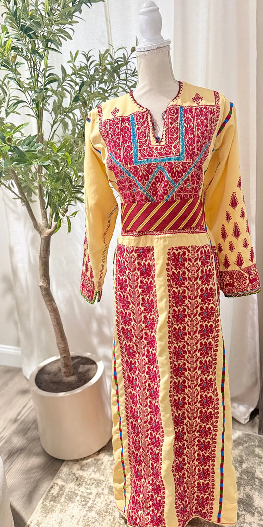 Red and Cream Thoub Zunnar Sitty