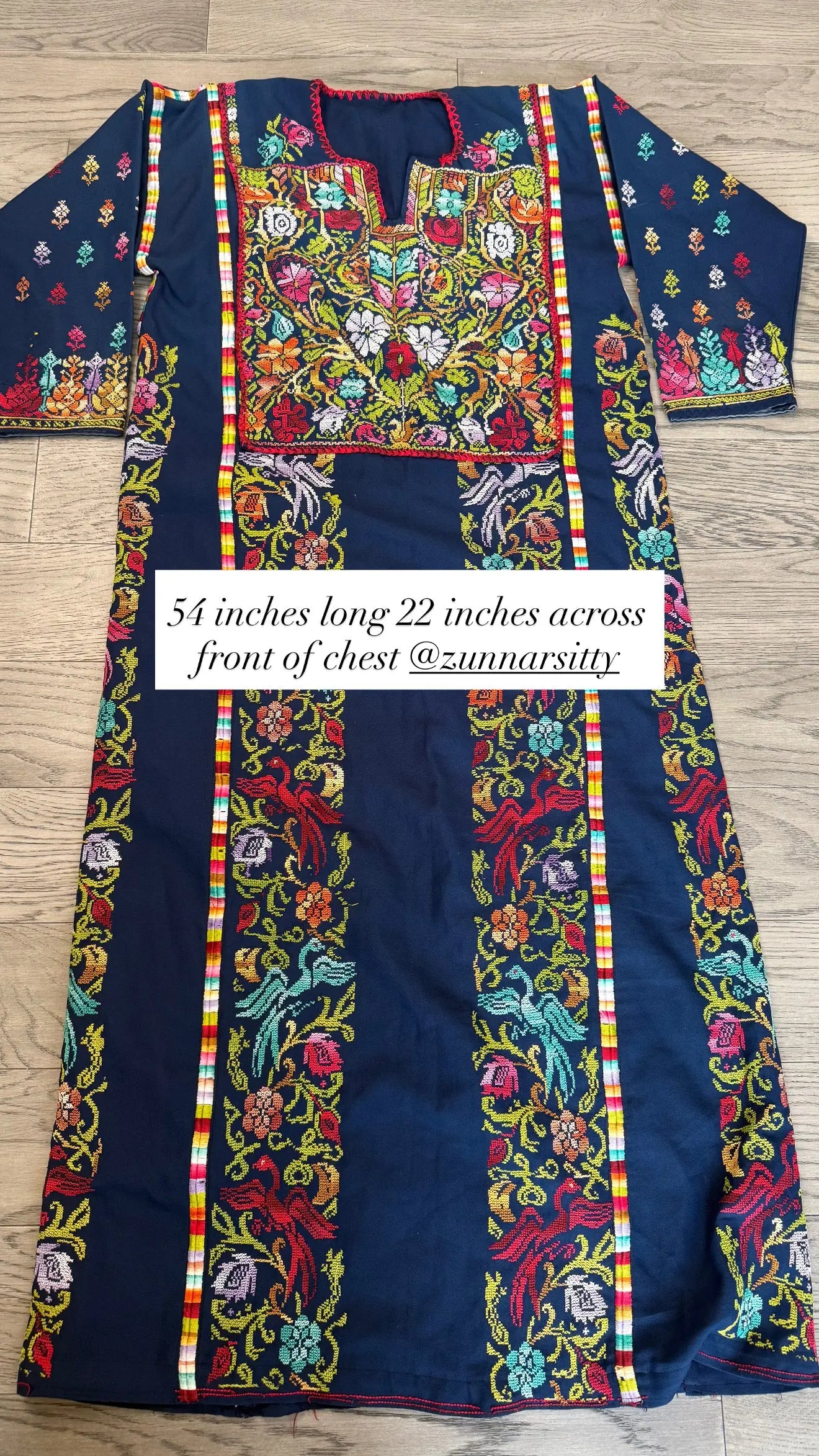 Floral Navy Thoub Zunnar Sitty