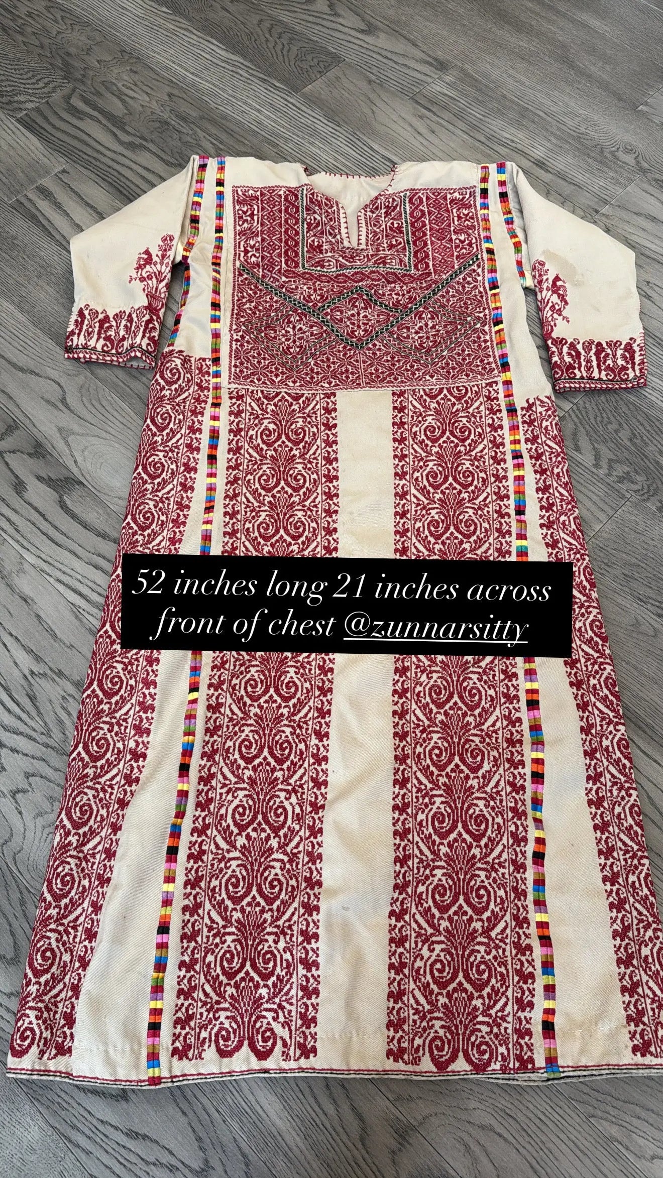 Cream and Red Thoub Zunnar Sitty