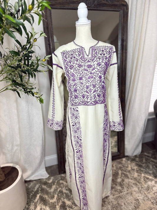 White and Purple Thoub Zunnar Sitty