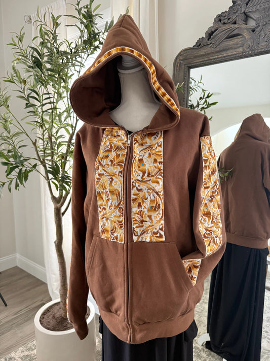 Brown Tatreez Zip Up - Zunnar Sitty