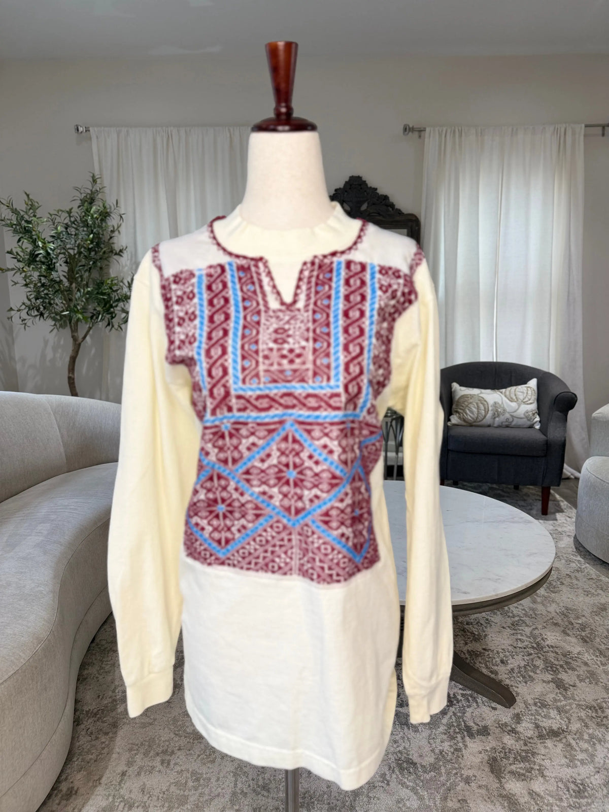 Handstiched Red and Blue Kabba Zunnar Sitty