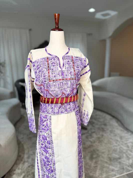 Purple and Cream Thoub Zunnar Sitty