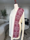 Cream and Red Tatreez Zunnar Sitty