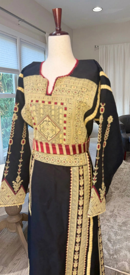 Black and Beige Thoub Zunnar Sitty