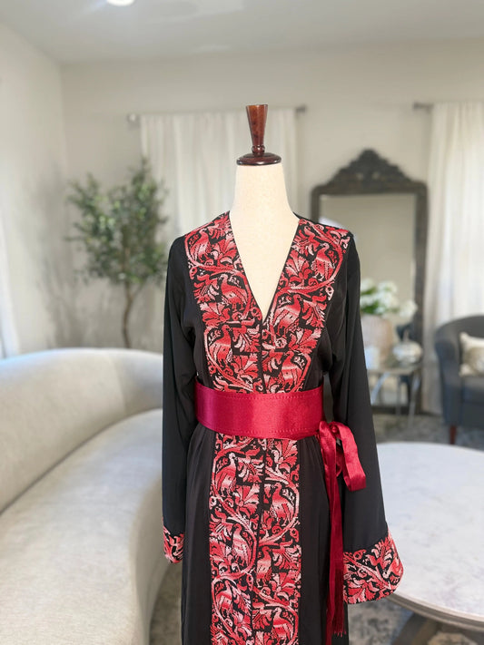 ZunnarSitty Black and Red Abaya Zunnar Sitty
