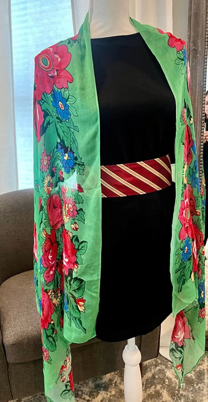 Green Sitty Floral Shawl - Zunnar Sitty