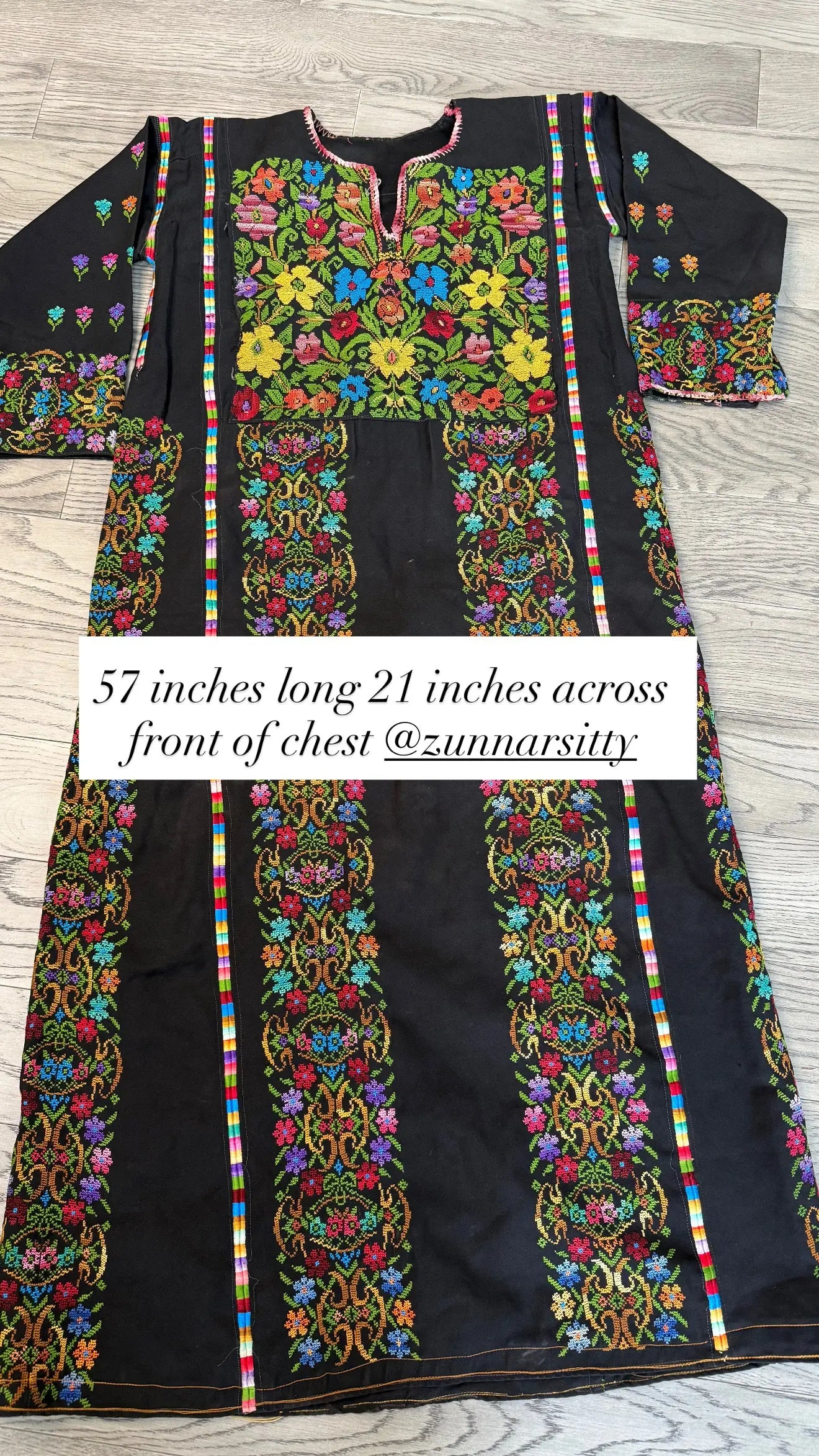 Black Floral Thoub Zunnar Sitty