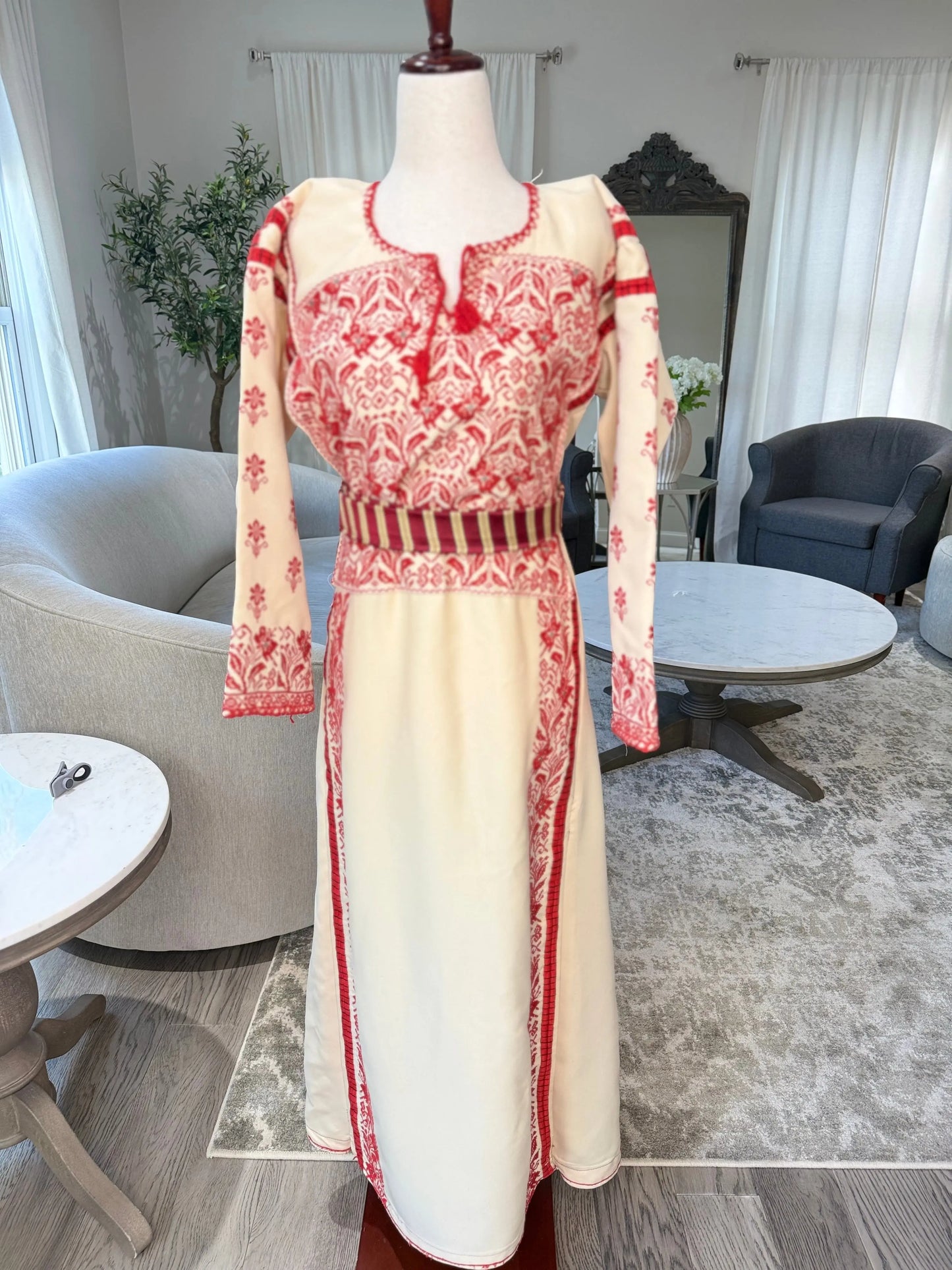 Tan and Red Thoub Zunnar Sitty