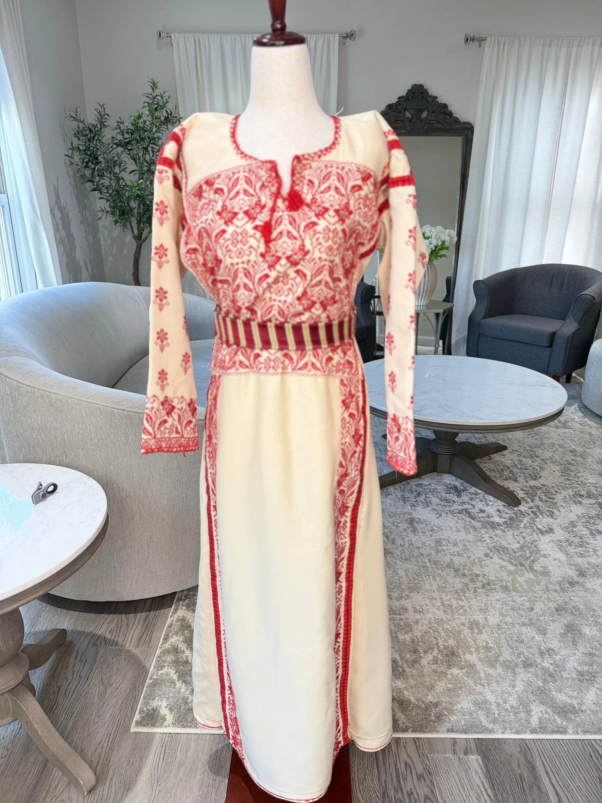 Tan and Red Thoub Zunnar Sitty
