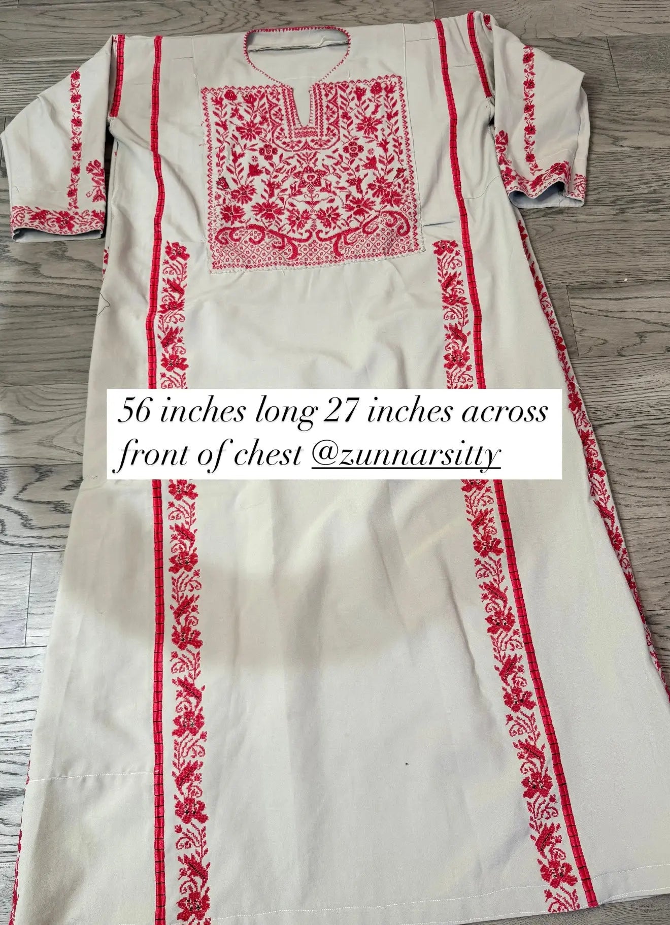 Beige and Red Thoub Zunnar Sitty