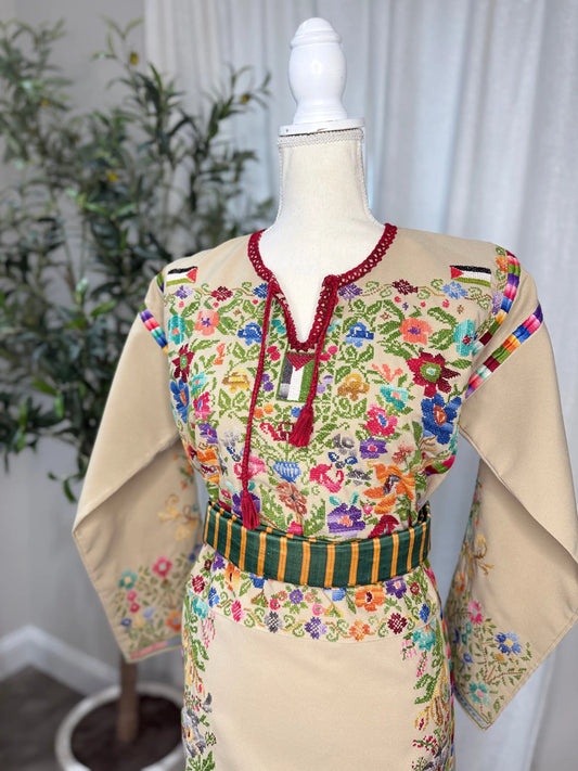 Cream Floral Thoub Zunnar Sitty