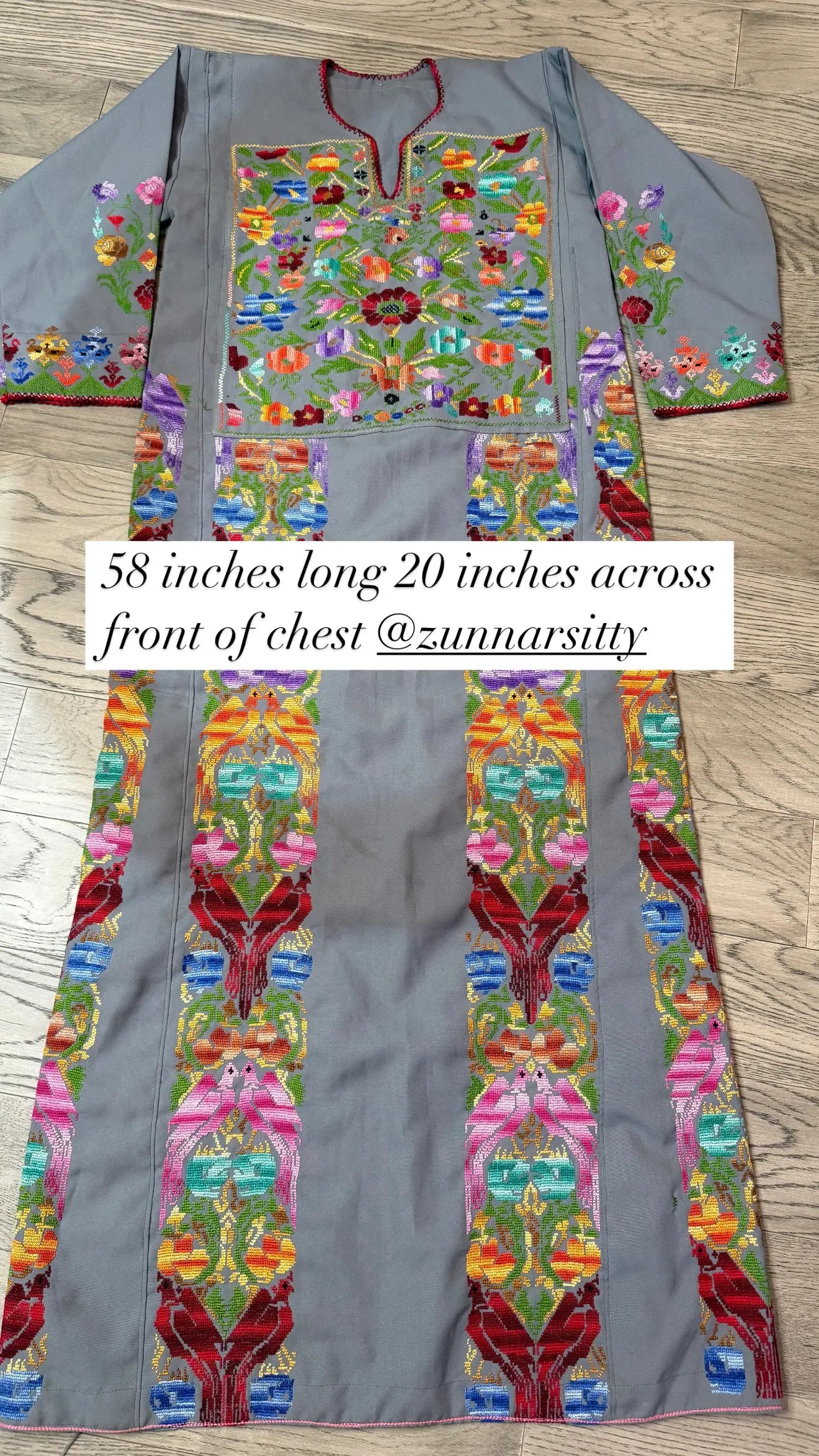 Grey floral Thoub Zunnar Sitty