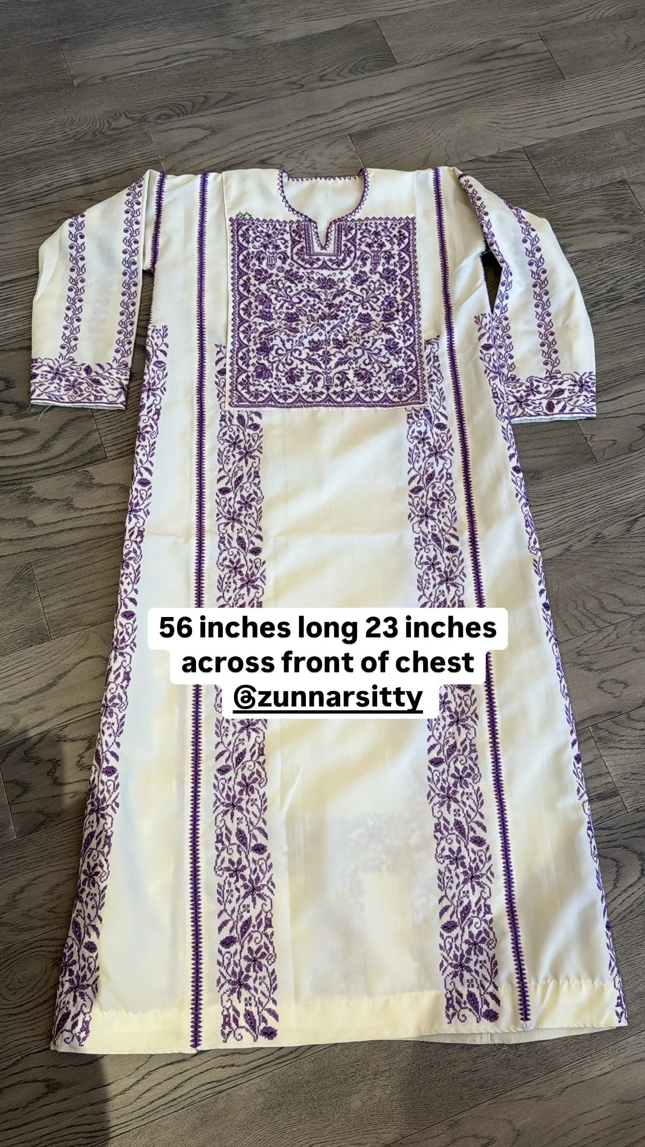 White and Purple Thoub Zunnar Sitty