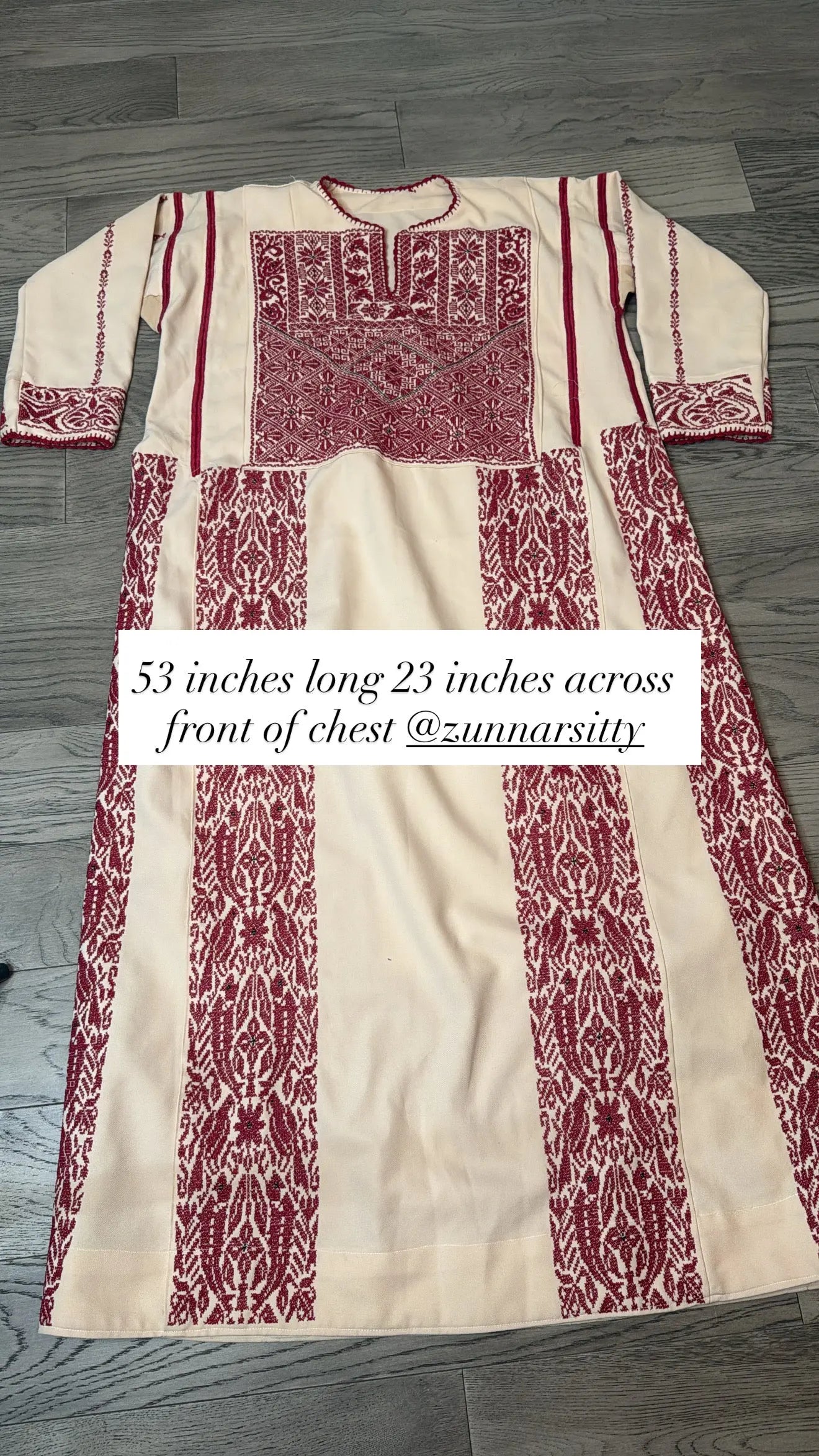 Cream and Red Thoub Zunnar Sitty