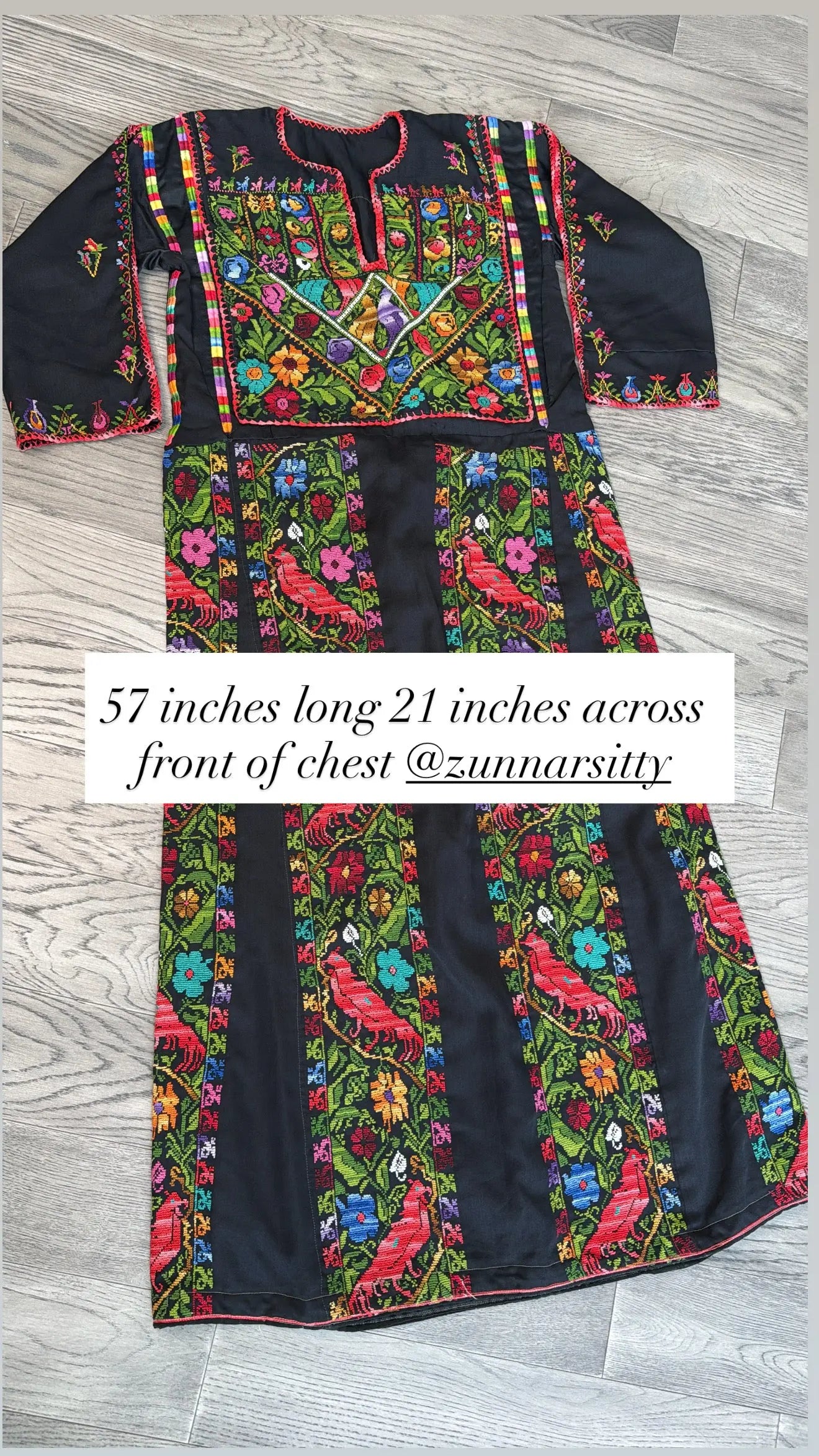 Black Floral Thoub Zunnar Sitty