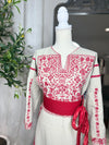 Light Grey and Red Thoub Zunnar Sitty