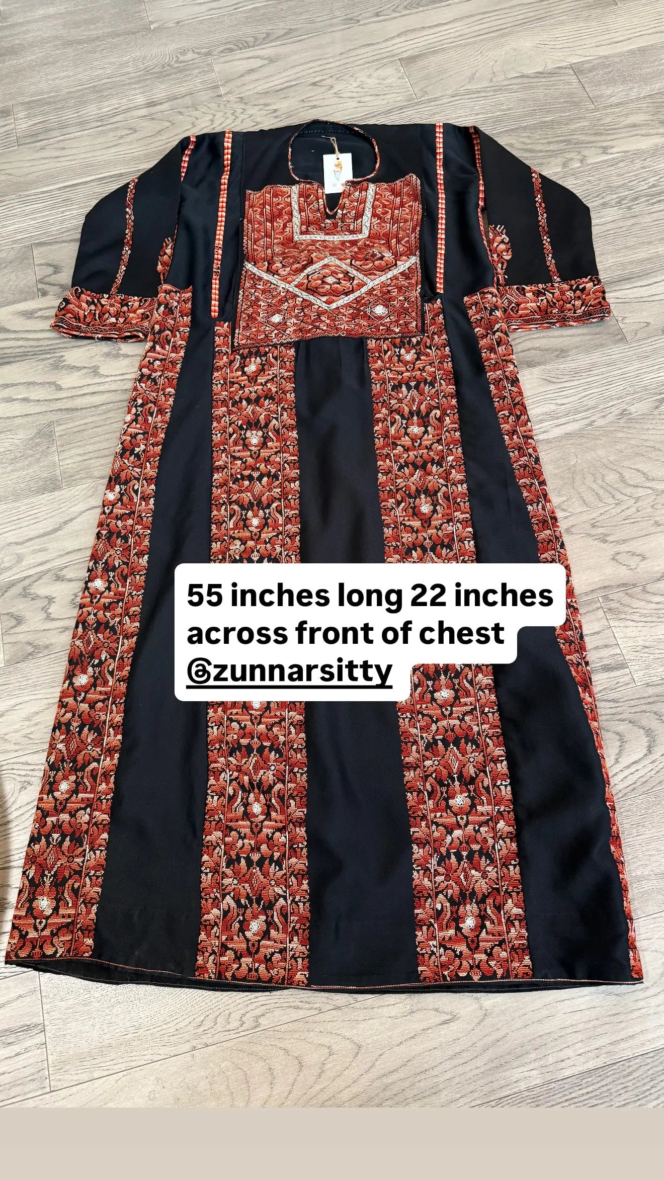 Black Tatreez Thoub Zunnar Sitty