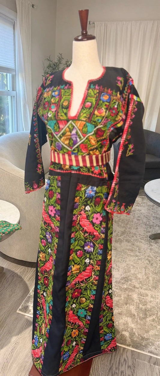Black Floral Thoub Zunnar Sitty