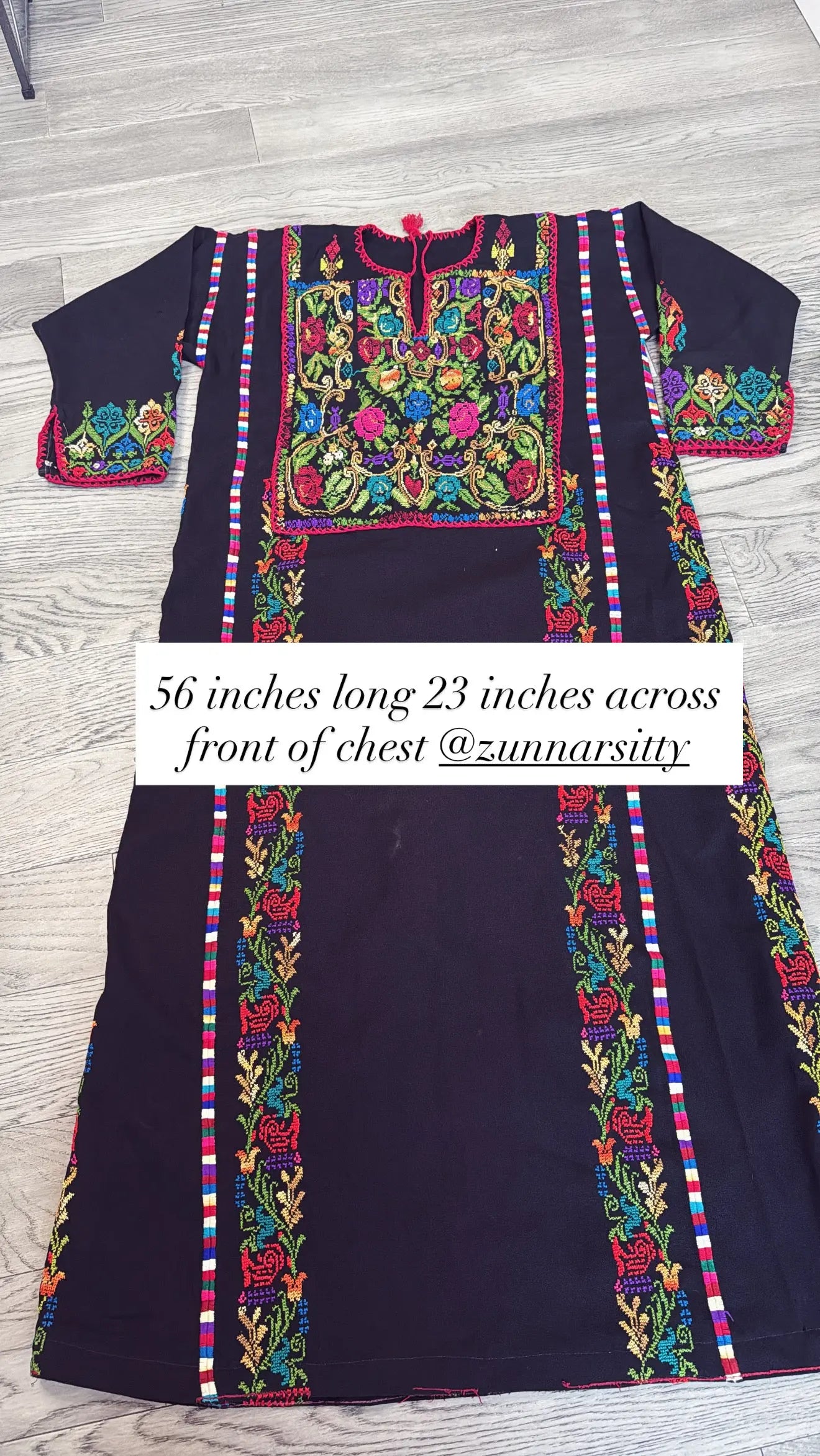 Black Floral Thoub Zunnar Sitty