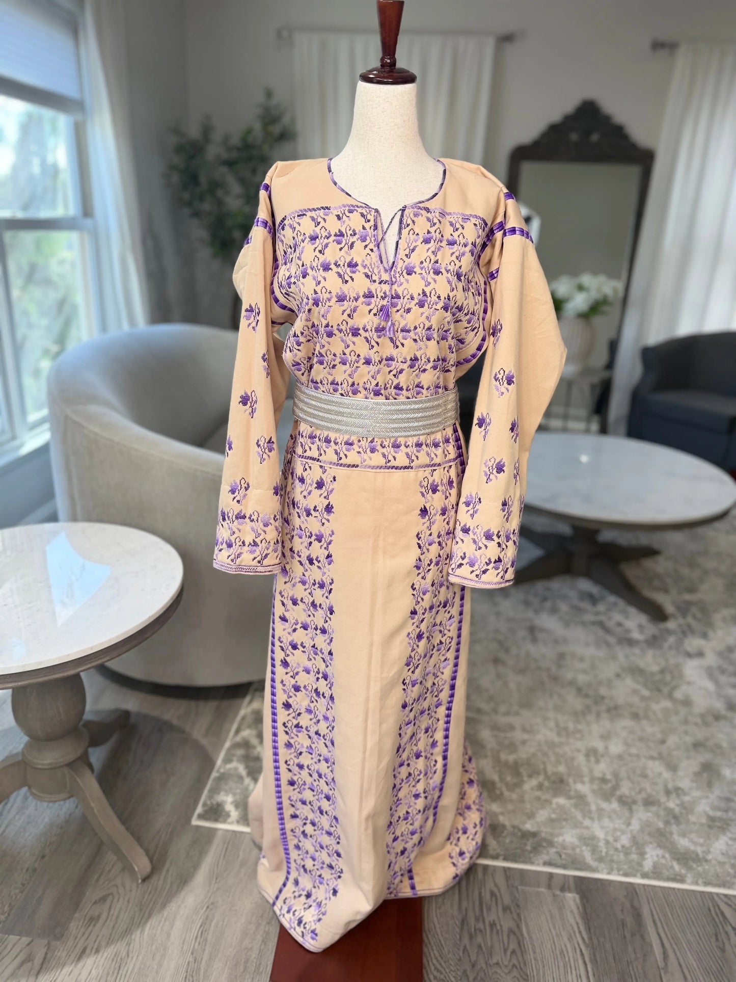 Tan and Purple Thoub Zunnar Sitty