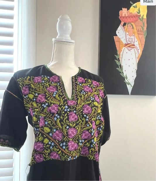 Black and Purple Short Sleeve Thoub Zunnar Sitty