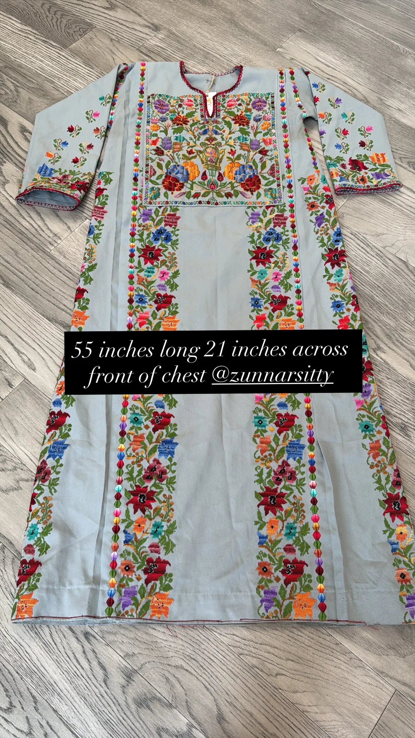 Grey Floral Thoub Zunnar Sitty