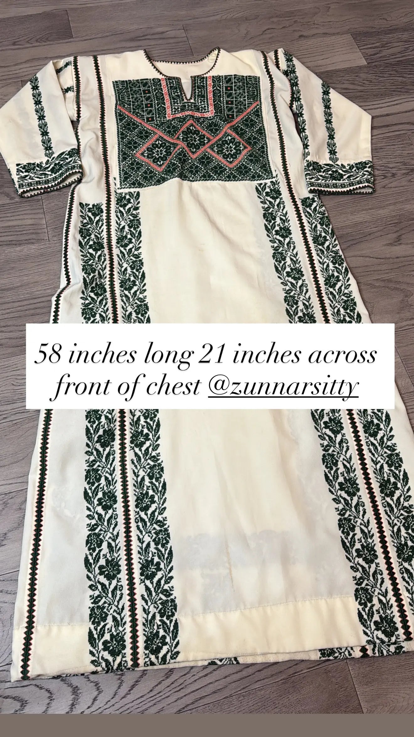 Green and Cream Thoub Zunnar Sitty