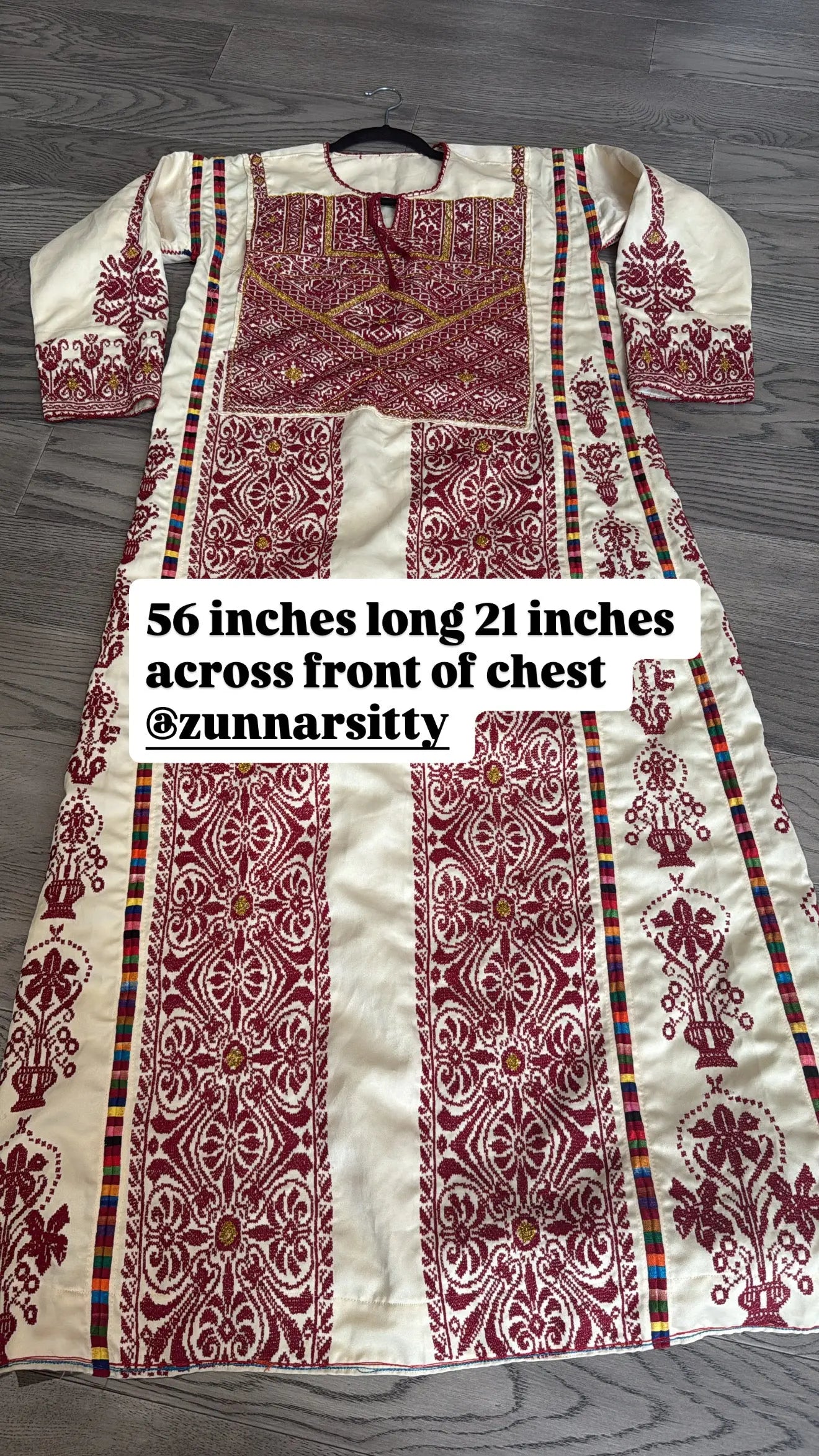 Red and Cream Thoub Zunnar Sitty