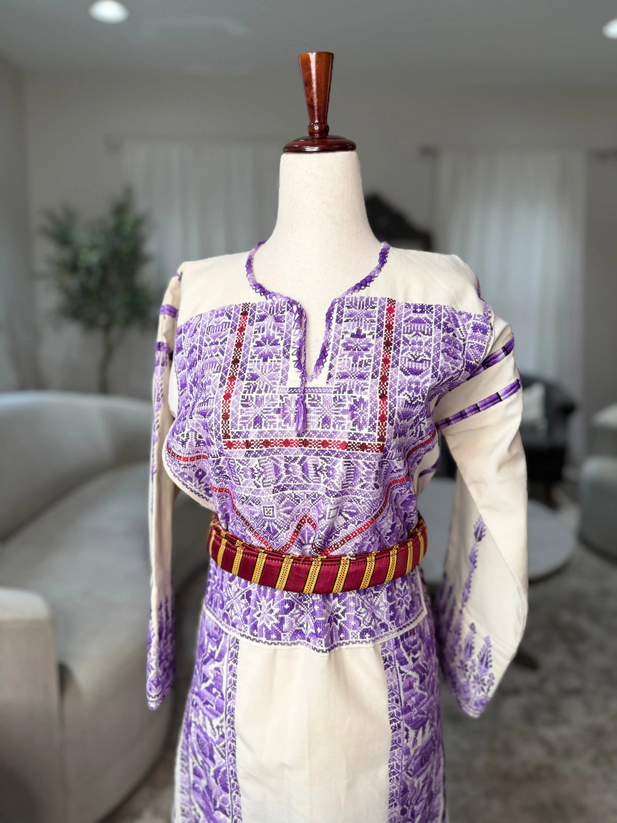 Purple and Cream Thoub Zunnar Sitty