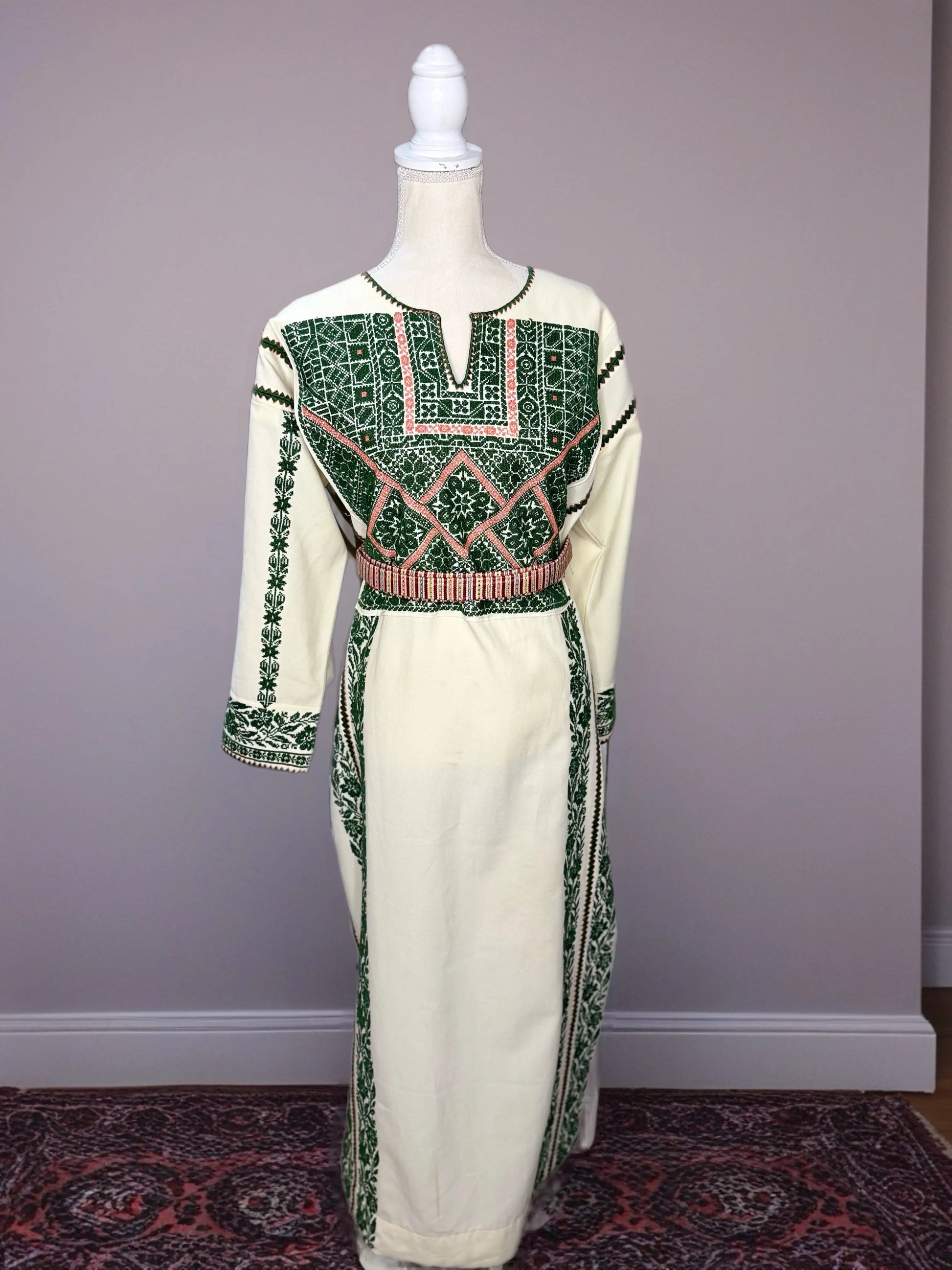 Green and Cream Thoub Zunnar Sitty