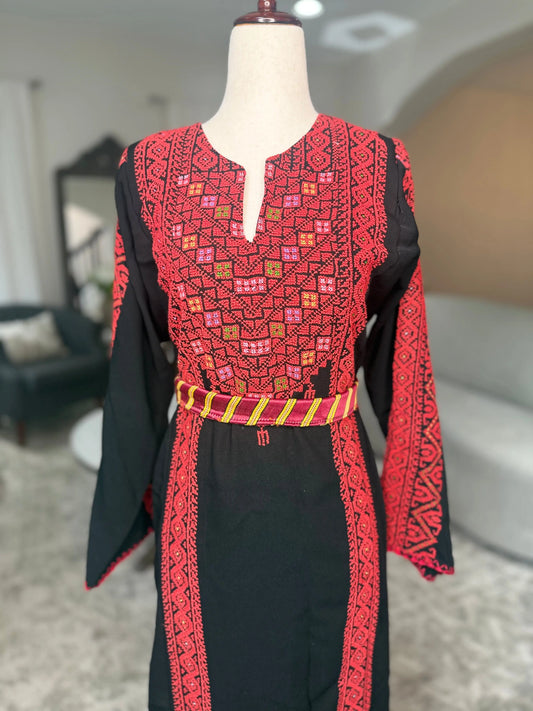 Red and Black Thoub Zunnar Sitty