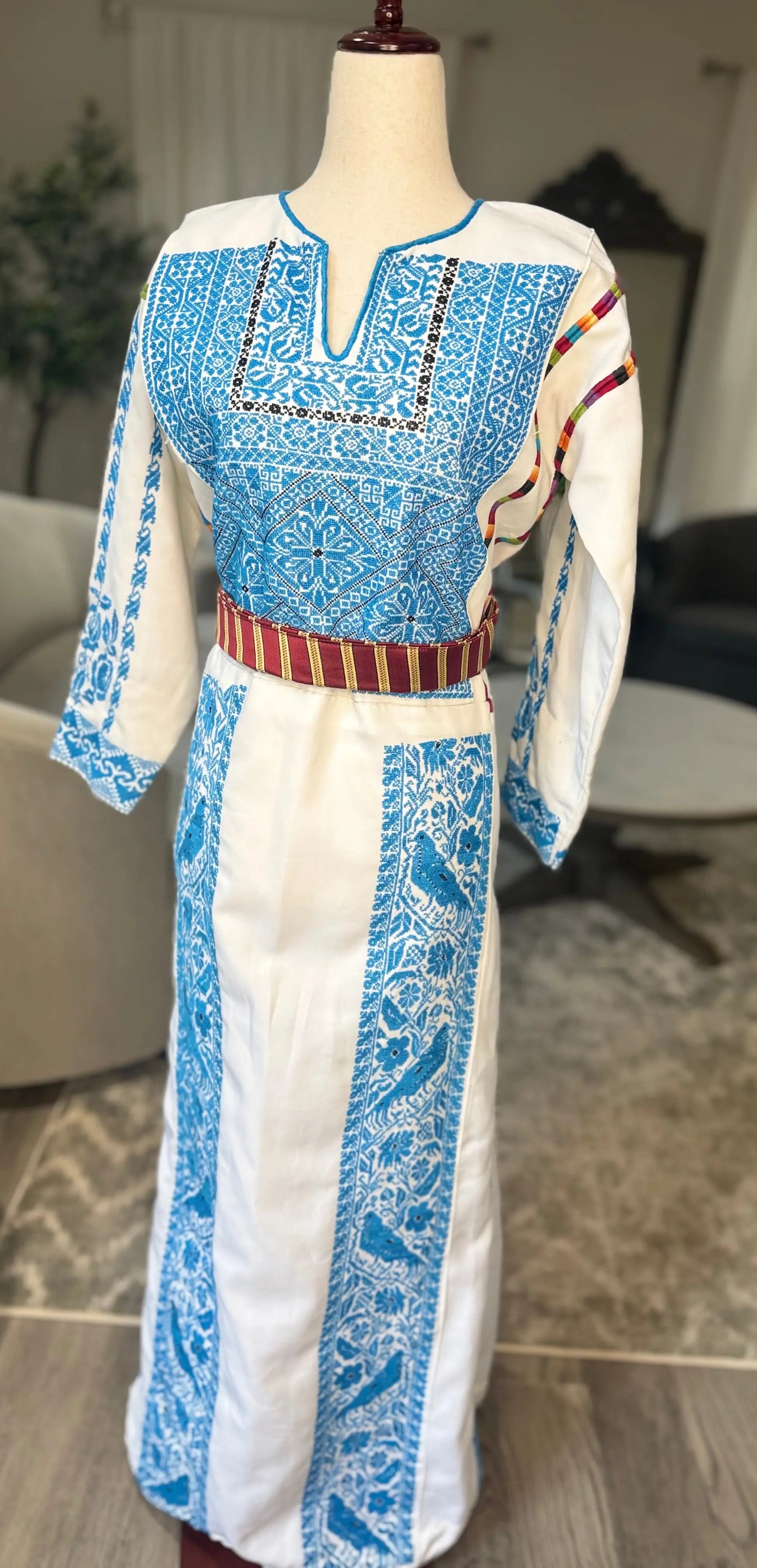 Blue and White Thoub Zunnar Sitty