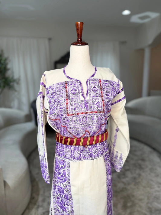 Purple and Cream Thoub Zunnar Sitty