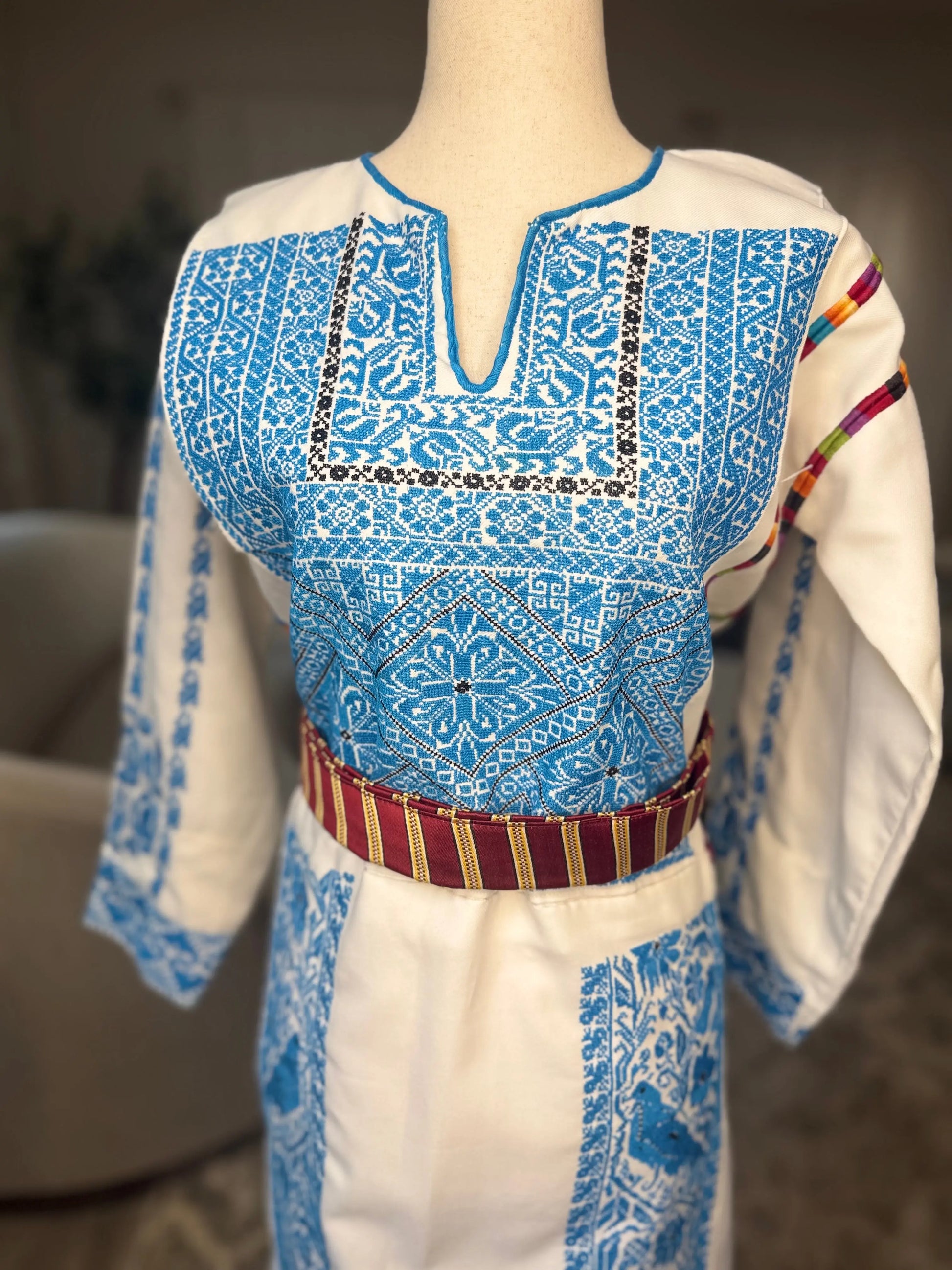 Blue and White Thoub Zunnar Sitty