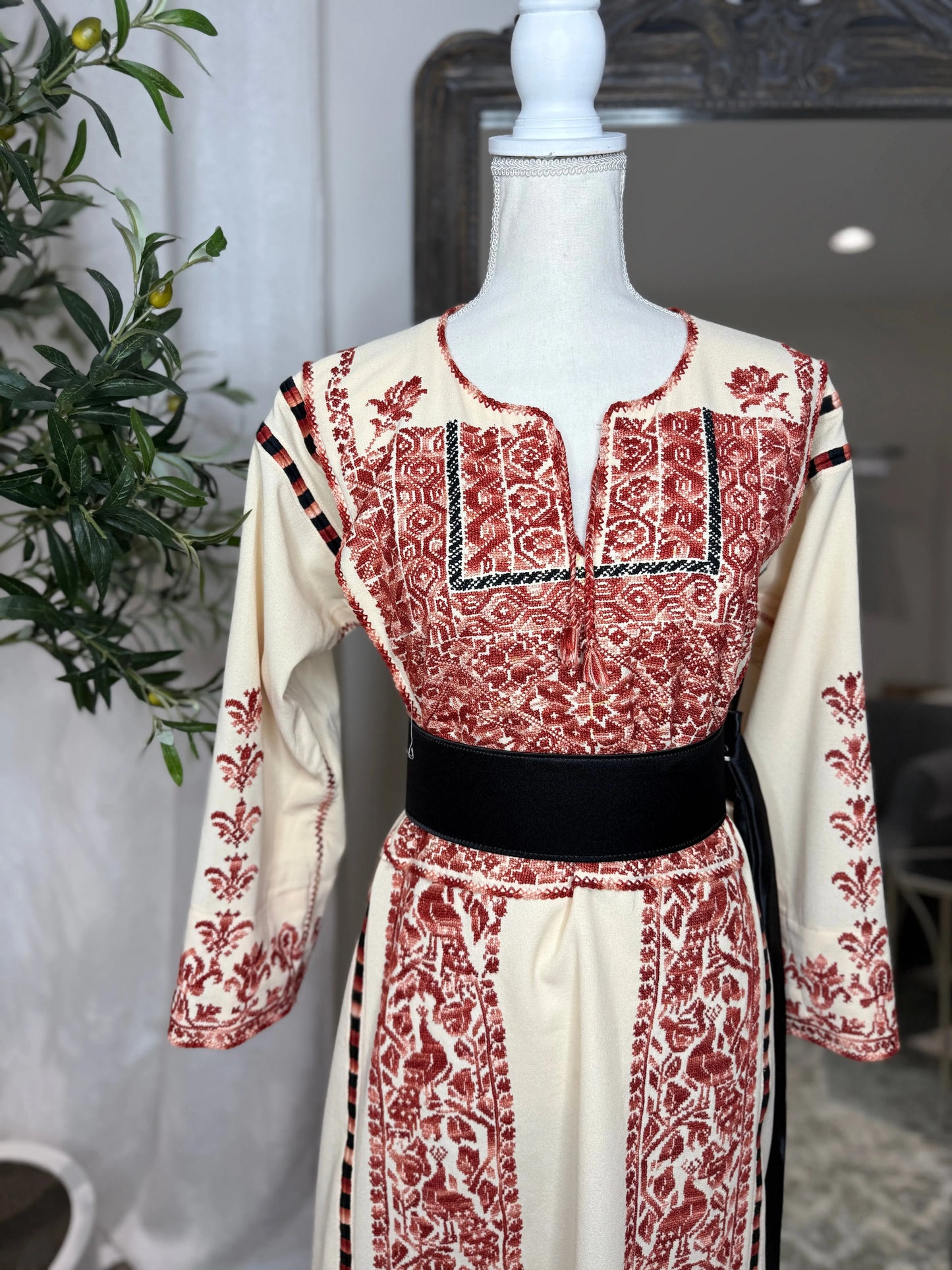 Cream and Brown Thoub Zunnar Sitty