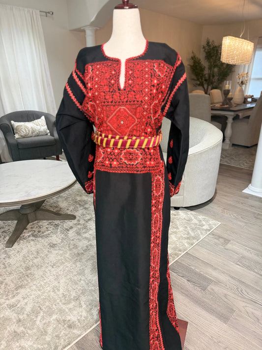 Red and Black Thoub Zunnar Sitty