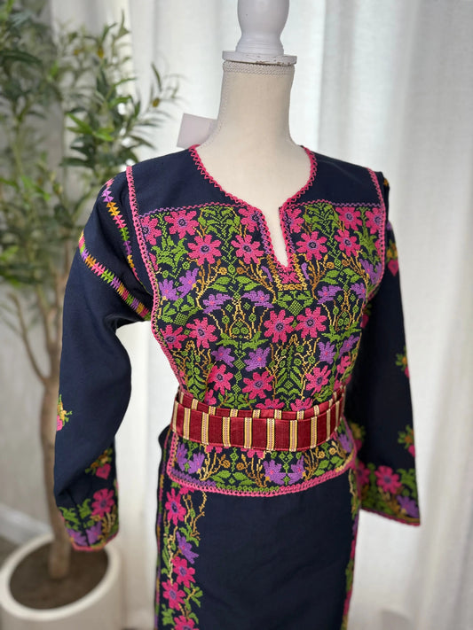 Blue and Pink Thoub Zunnar Sitty