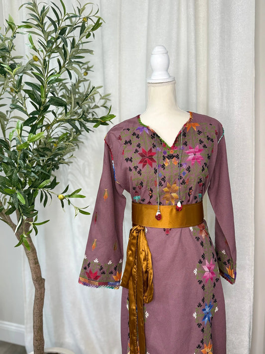 Mauve Floral Thoub Zunnar Sitty