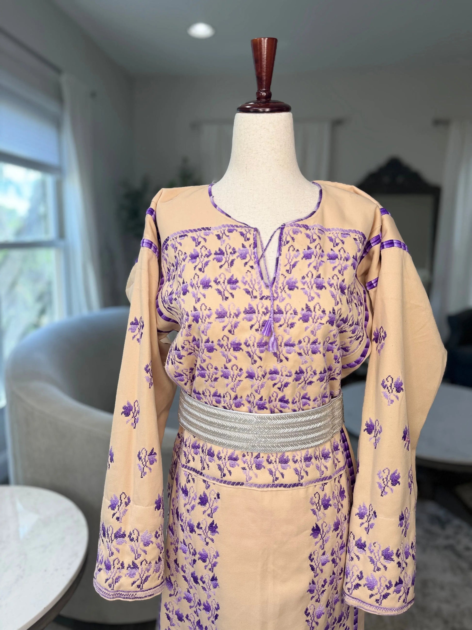 Tan and Purple Thoub Zunnar Sitty
