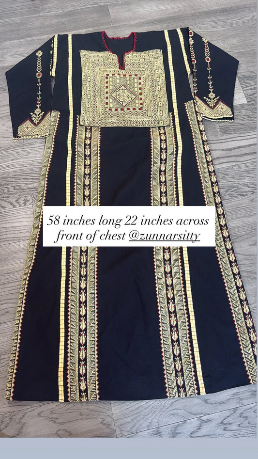 Black and Beige Thoub Zunnar Sitty