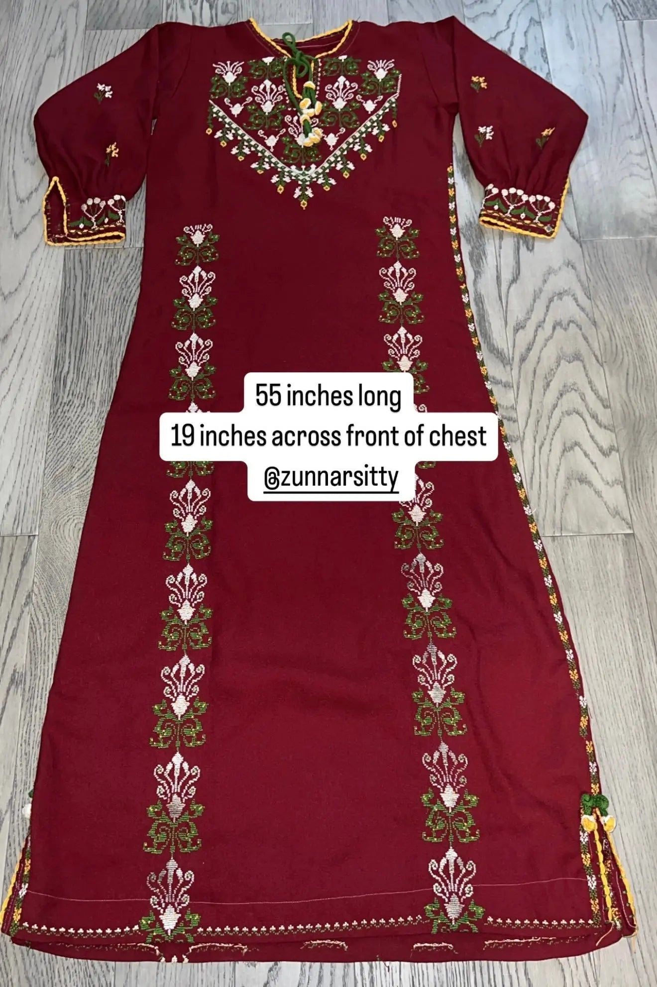 Burgandy Thoub Zunnar Sitty